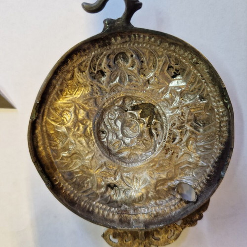 Vintage half belt buckle hand carved high grade silver used