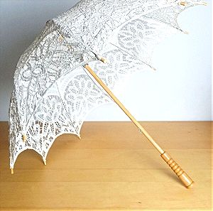 Νυφική /Διακοσμητική λευκή δαντελένια ομπρέλα