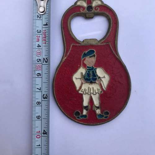 Tsolias Bottle Opener used, 60s - 70s souvenir, bronze