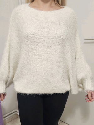 Πουλόβερ πλεκτό μεταχειρισμένο, άσπρο, μέγεθος S-M Anel