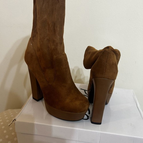 Fullah Sugah tan suede high-heeled ankle boots size 37 new