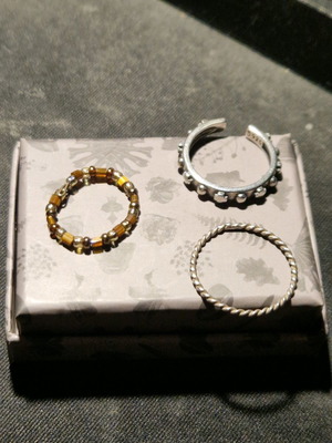 Faux rings with one thin silver, set of 3 pieces