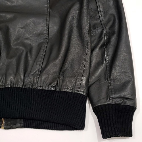 Jack & Jones men's leather bomber jacket like new, size M, black