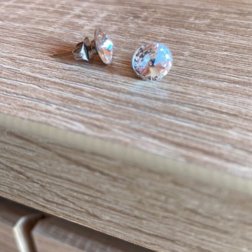Pair of earrings with small diamond like new, silver