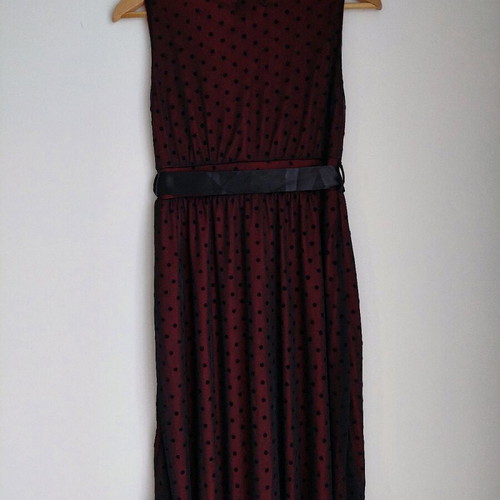 Women's evening dress new, black with red lining and satin belt