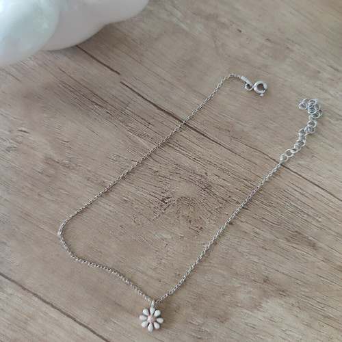 Silver 925 anklet with daisy charm