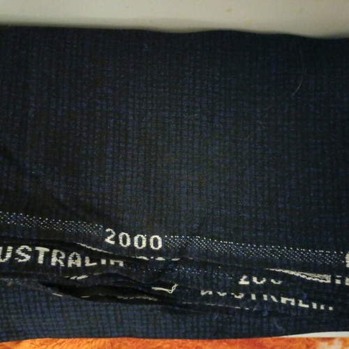 Dark blue checkered fabric remnant like new, winter material 260x140 approx