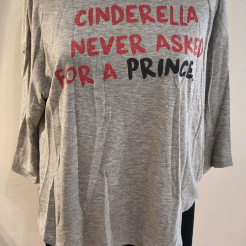 Pink Woman women's blouse used, grey with Cinderella print, size L