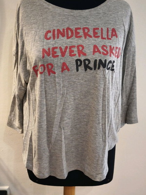 Pink Woman women's blouse used, grey with Cinderella print, size L