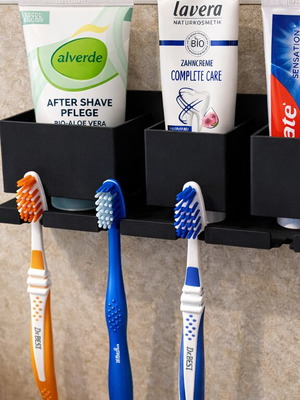 Toothbrush and toothpaste holder new with double-sided tape