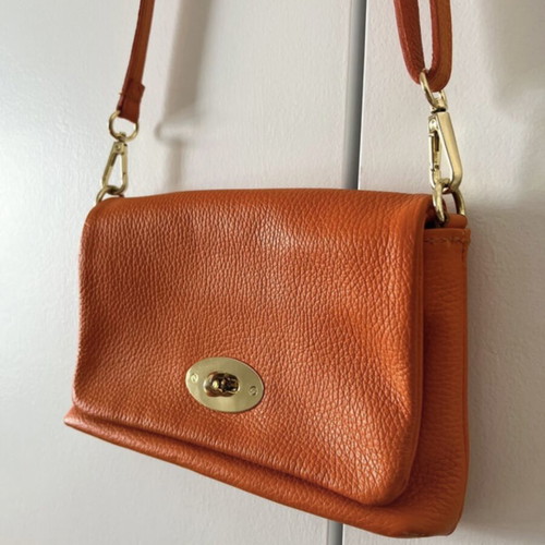 Leather cross body bag like new, orange
