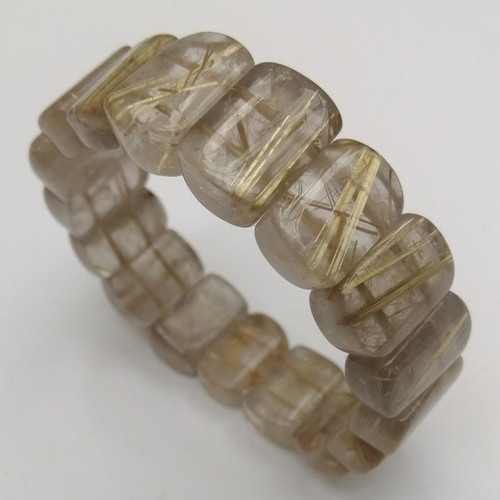 Bracelet with gold rutile quartz gemstones new