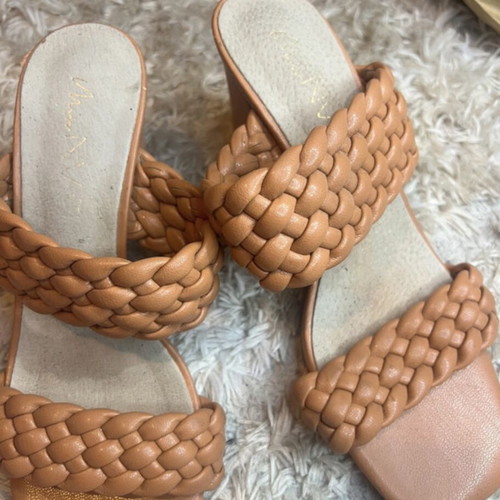 Miss NV braided chunky mules used orange size 37