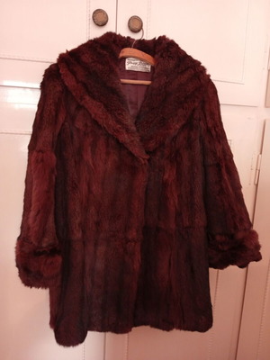 Fur jacket used, brown, size M