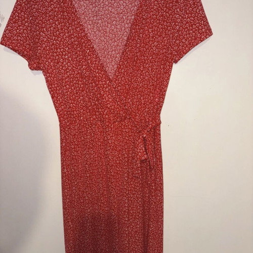 Pink Woman floral jumpsuit, medium, red and white