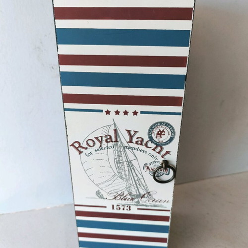 Wooden rectangular CD case blue red white like new