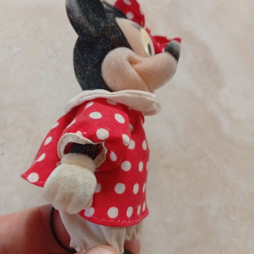 Minnie Mouse vintage flocked figure, red polka dot dress