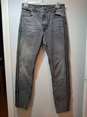 Zara gray jeans like new with black tulle and silver beads, size 38