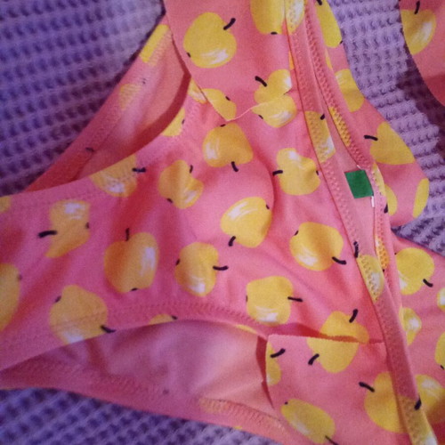 Benetton bikini swimsuit like new, pink and yellow, age 4-5