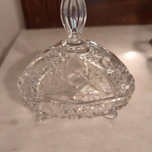 Triangular glass fondant dish like new, 1950s vintage