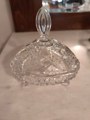 Triangular glass fondant dish like new, 1950s vintage