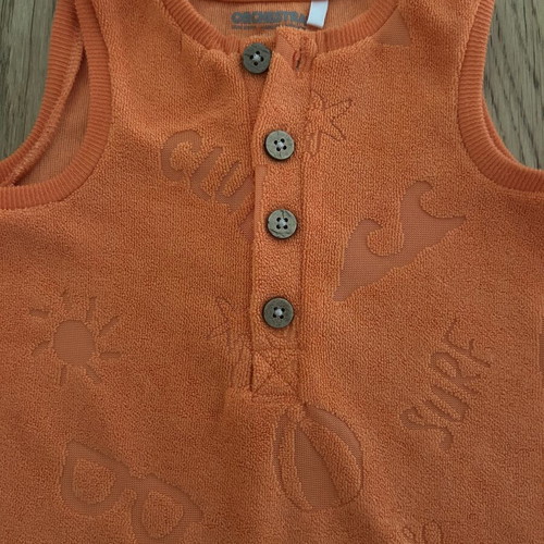 Orchestra baby romper 6-9 months new, summer orange