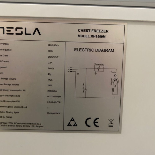 Tesla 142lt freezer, new