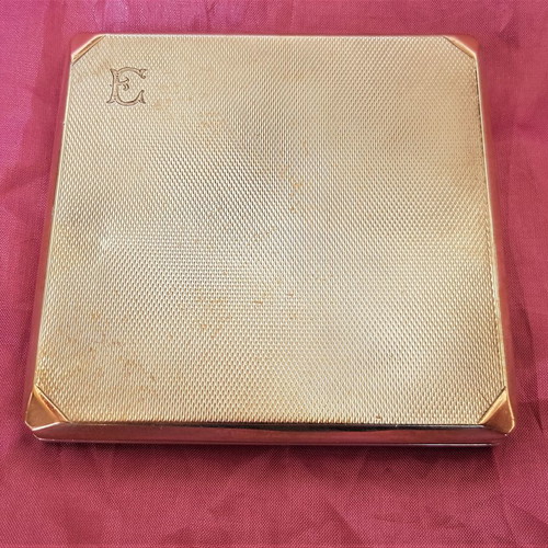 Silver and gold handmade vintage cigarette case used, Made in England 1932