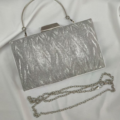 Shoulder bag silver glitter with chain handle new