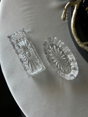 Vintage crystal boxes used, diamond cut, 1960s