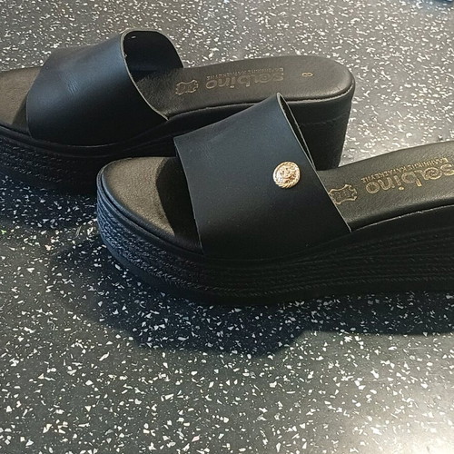 Sabino leather summer platform sandals like new, size 38, black