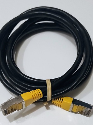 Ethernet cable black with yellow metal connectors new