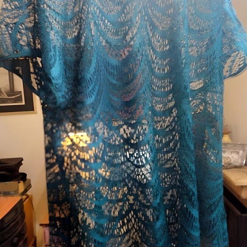 Turquoise Lace Fringed Cover-Up tunic like new, versatile boho top