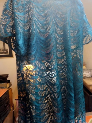 Turquoise Lace Fringed Cover-Up tunic like new, versatile boho top