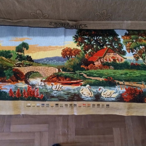 Embroidery for frame new, handmade with DMC threads 100x60 cm