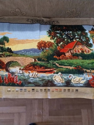 Embroidery for frame new, handmade with DMC threads 100x60 cm