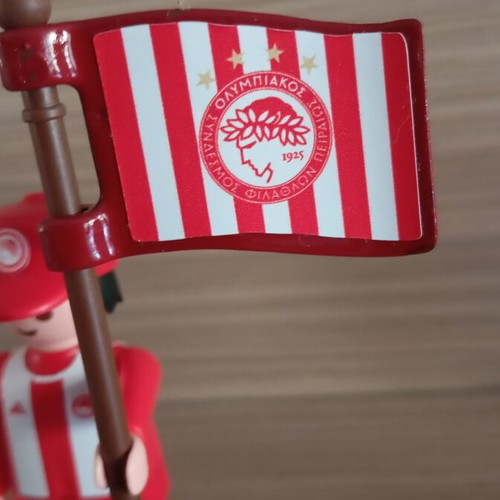 Playmobil Olympiacos Fan Figure with Team Flag, Like New