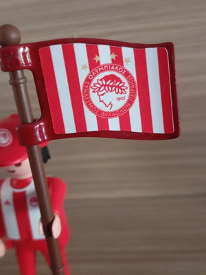 Playmobil Olympiacos Fan Figure with Team Flag, Like New