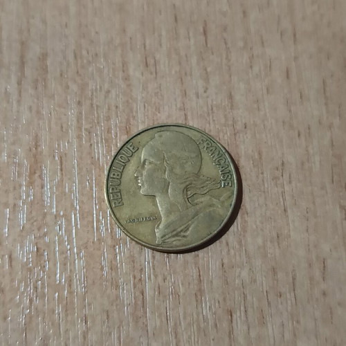 20 Centimes French coin 1964 used, aluminium-bronze