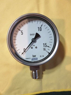 Wika en 837-1 cl 1.0 pressure gauge 0-16 bar stainless steel like new