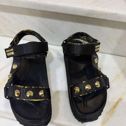 Versace sandals used, black and gold, size 40