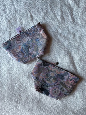 Handmade toiletry bags new, set of 2, pink multicolor