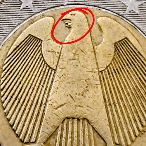 German 2 Euro 2002 coin with error