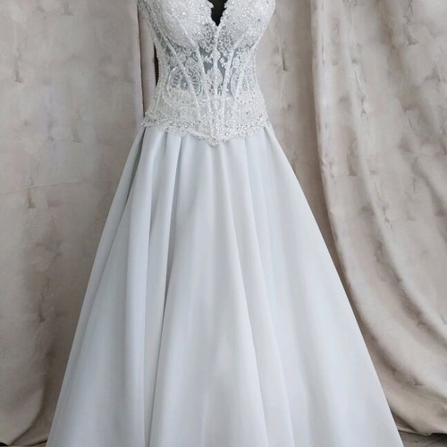 Wedding bustier embroidered with stones, strass and Swarovski, new