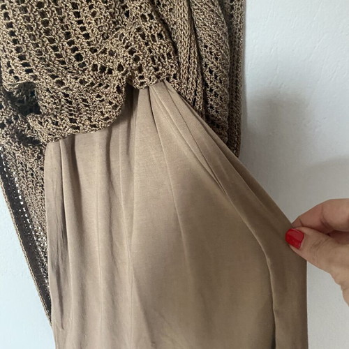 Crochet dress Massimo Dutti XS like new, dark beige with detachable slip