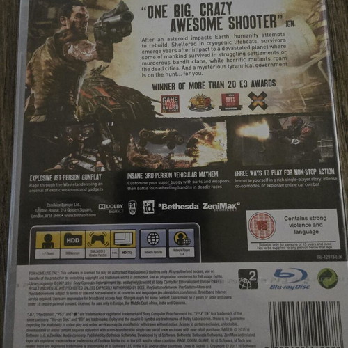Rage PS3 game factory sealed
