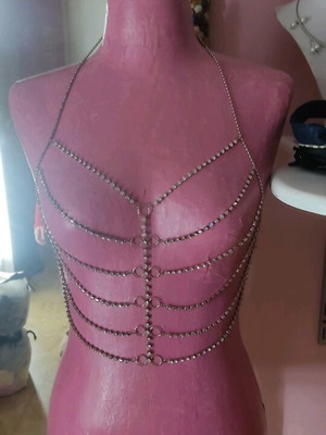 Body Necklace με Rhinestones καινούργιο, χειροποίητο