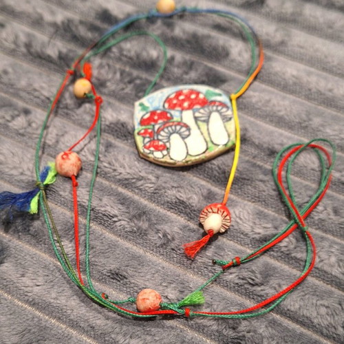 Boho necklace new, handmade, hand-painted, multicolored