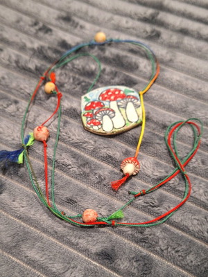 Boho necklace new, handmade, hand-painted, multicolored