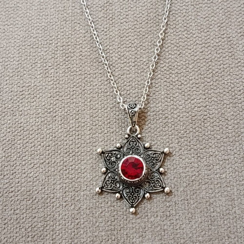 Silver pendant with red stone new